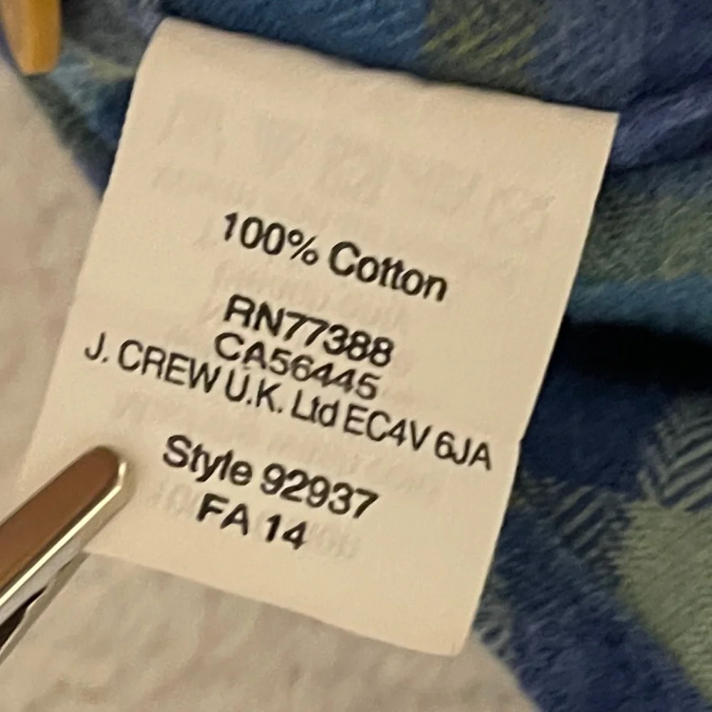 J. Crew Blue Green Flannel Slim Fit Button Down Shirt‎ Men’s Large